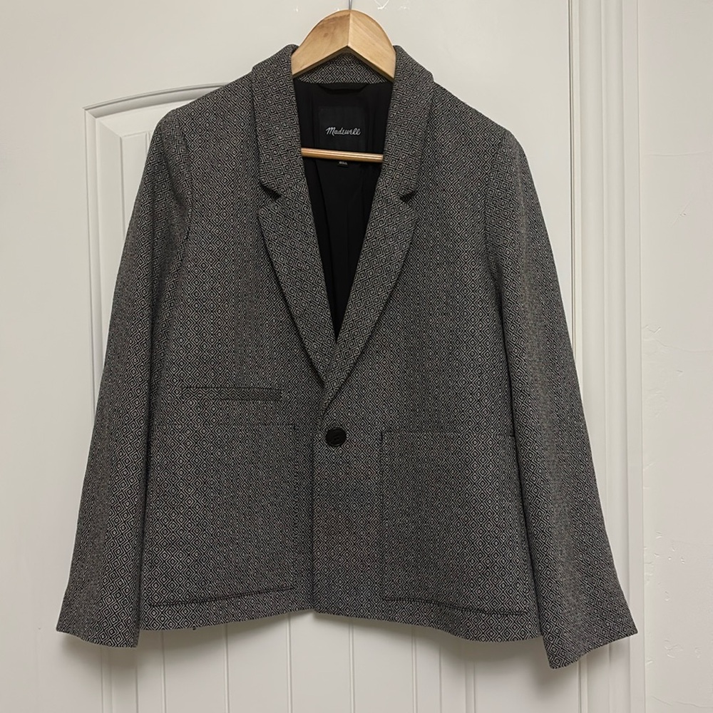 Madewell Gray Crop Dorset Wool Blend Blazer. M